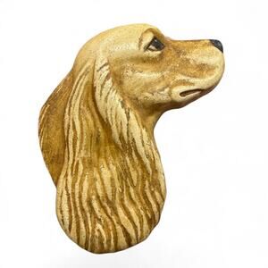 Vintage Estate Cocker Spaniel Brooch Painted Ceramic Dog Lover Puppy Pin